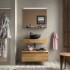 Foto ambientata Mensola portalavabo da 80 cm in legno MDF rovere africa Sumo