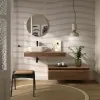 Foto ambientata Mensolone portalavabo da 100 cm in legno MDF noce maya Sumo