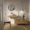 Foto ambientata Mensola portalavabo da 100 cm in legno MDF rovere africa Sumo