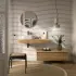 Foto ambientata Mensola portalavabo da 100 cm in legno MDF rovere africa Sumo