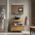 Foto ambientata Cassettiera sospesa per bagno 80 cm in legno MDF 1 cassetto rovere africa Sumo