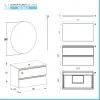 Mobile bagno sospeso 80 cm linea Master bianco opaco con top e specchio
