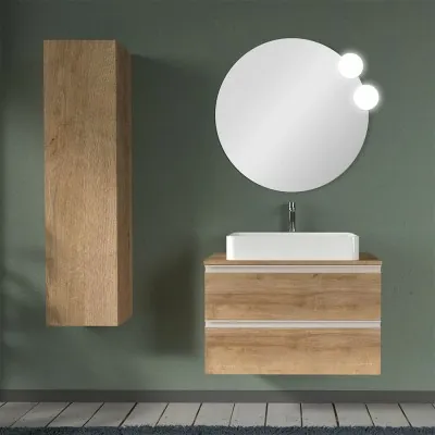 Mobile bagno sospeso 80 cm linea Master rovere miele per lavabi da appoggio