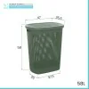 Scheda tecnica Portabiancheria con coperchio in plastica verde salvia 58 lt Kamala