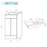 Scheda tecnica Mobile bagno da terra 60 cm salvaspazio bianco 2 ante Poket