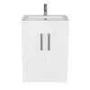 Composizione bagno da terra 60 cm salvaspazio bianco 2 ante Poket