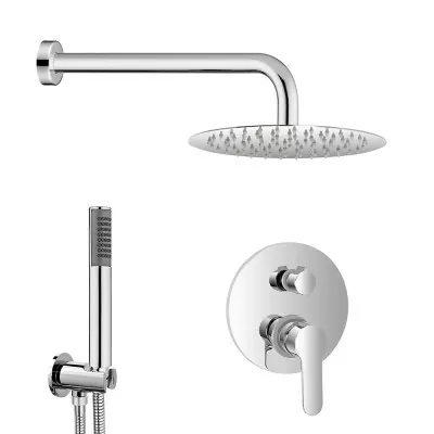 Set doccia a incasso cromato con soffione 25 cm e kit doccino Zoe