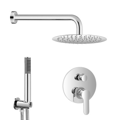 Set doccia a incasso cromato con soffione 20 cm e kit doccino Zoe