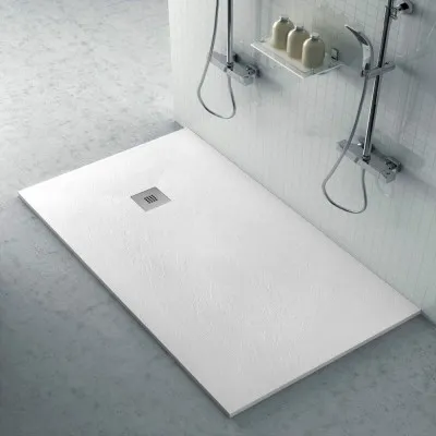 Piatto doccia 70x140 cm bianco effetto pietra in resina riducibile Karen