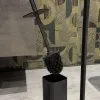 Dettaglio 2 Piantana porta rotolo e scopino da appoggio in acciaio nero opaco Fusion