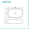 Scheda tecnica Lavabo da appoggio ovale 60x41 cm bianco opaco Tokyo