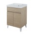 Mobile lavatoio 60x46,8 cm rovere dolomite con pilozzo in ceramica bianca