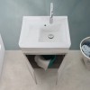 Ante aperte Mobile lavatoio 60x46,8 cm rovere grigio con vasca in ceramica bianca