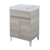 Mobile lavatoio 60x46,8 cm rovere grigio con pilozzo in ceramica bianca