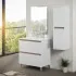 Cassetti chiusi Mobile bagno a terra 80 cm bianco e rovere con cassetti soft-close Kleo