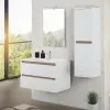 Cassetti chiusi Mobile bagno sospeso 80 cm bianco e rovere con cassetti soft-close Kleo
