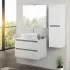 Cassetti chiusi Mobile bagno sospeso 80 cm bianco e rovere con cassetti soft-close Kleo