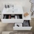Frontale Mobile bagno sospeso 80 cm bianco e rovere con cassetto sfalsato Kleo