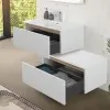Cassetti aperti Mobile bagno sospeso 80 cm bianco e rovere con cassetto sfalsato Kleo