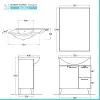 Mobile bagno a terra 75 cm grigio calce con lavabo e specchio Moon