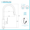 Scheda tecnica Miscelatore cucina nero in acciaio inox con doccetta estraibile Kitchen