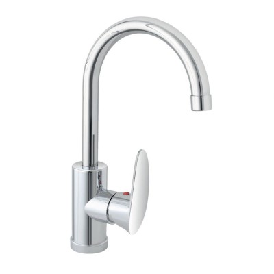 Miscelatore cucina tondo in acciaio inox con corpo orientabile