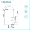 Scheda tecnica Miscelatore cucina quadro in acciaio inox con corpo orientabile