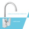 Funzionalità Miscelatore cucina quadro in acciaio inox con corpo orientabile
