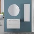 Mobile bagno sospeso 80 bianco cannettato doppi cassetto lavabo e specchio Wise