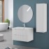 Composizione bagno sospesa 80 bianco cannettato doppi cassetto lavabo e specchio Wise