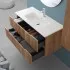 Cassetti aperti Mobile bagno sospeso 80 rovere cannettato doppi cassetto lavabo e specchio Wise