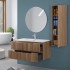 Foto ambientata Mobile bagno sospeso 80 rovere cannettato doppi cassetto lavabo e specchio Wise