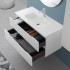 Cassetti aperti Mobile bagno sospeso 100 bianco cannettato doppi cassetto lavabo e specchio Wise
