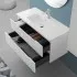 Cassetti aperti Mobile bagno sospeso 100 bianco cannettato doppi cassetto lavabo e specchio Wise