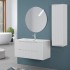 Composizione bagno sospeso 100 bianco cannettato doppi cassetto lavabo e specchio Wise