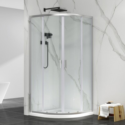 Box doccia semicircolare 80x80 cm cromo scorrevole in cristallo trasparente Tay