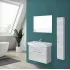 Mobile sospeso bagno 81 cm grigio con 2 ante completo di lavandino e specchio