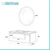 Mobile Sospeso industrial Rovere 100x47 Cm Completo Di Specchio Tondo