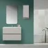 Colonna Pensile bagno Salvaspazio H.69 cm Tortora opaco anta Reversibile con ripiano Feridras - 2