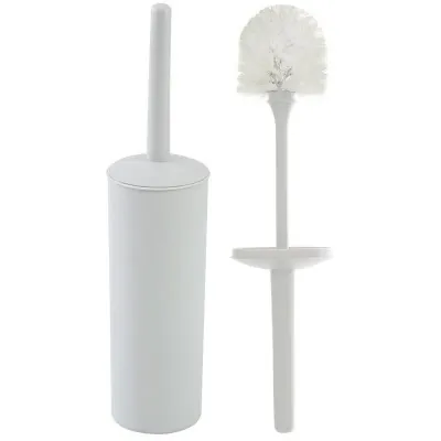 Portascopino WC Tondo da Appoggio Bianco in Plastica con Scopino