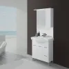 Mobile Bagno Bianco Lucido L. 82.5 cm con due ante, due cassetti e specchiera con pensile e luci