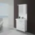 Mobile Bagno Bianco Lucido L. 82.5 cm con due ante, due cassetti e specchiera con pensile e luci