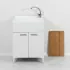 Lavatoio con mobile 60x50 cm 2 ante bianco con vasca in resina e asse lavapanni