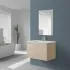 Mobile da bagno sospeso 81x50 cm larice con cassetti rallentati completo di lavabo e specchio