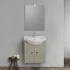 Mobiletto da bagno sospeso 55 cm rovere grigio con lavabo e specchio incluso