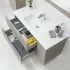 Mobile bagno sospeso effetto pietra beige da 90 cm con lavabo e specchio inclusi
