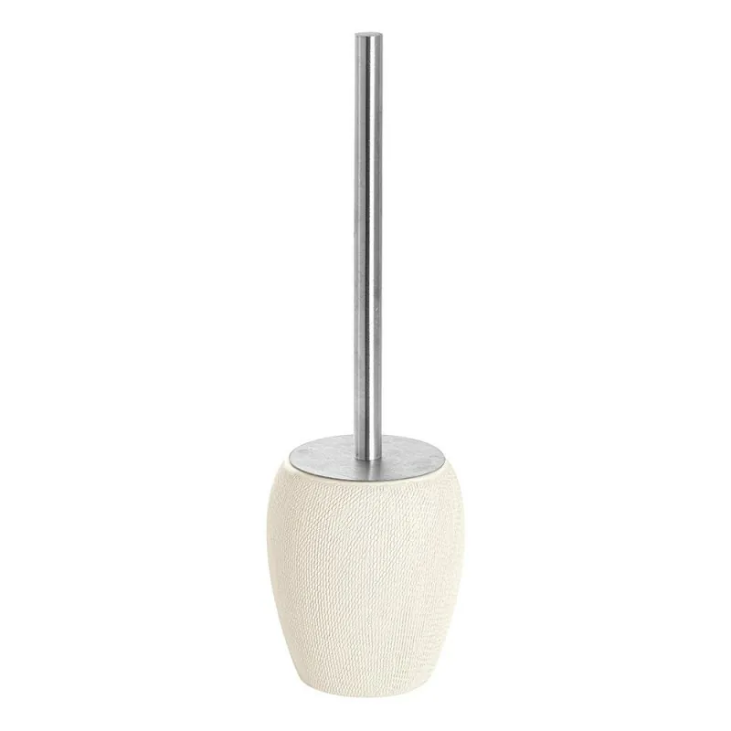 Portascopino Wc In Ceramica e Acciaio Bianco dal Gusto Etnico Portascopino Wc In Ceramica e Acciaio Bianco dal Gusto Etnico