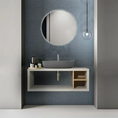 Composizione Bagno Aperta Sospesa Color Grigio Nuvola da 110 cm