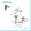 Misure Miscelatore per Lavabo in Ottone Nero