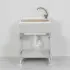 Lavatoio con mobiletto 60x50 cm 2 ante grigio con asse lavatoio in legno e kit di scarico con sifone e piletta